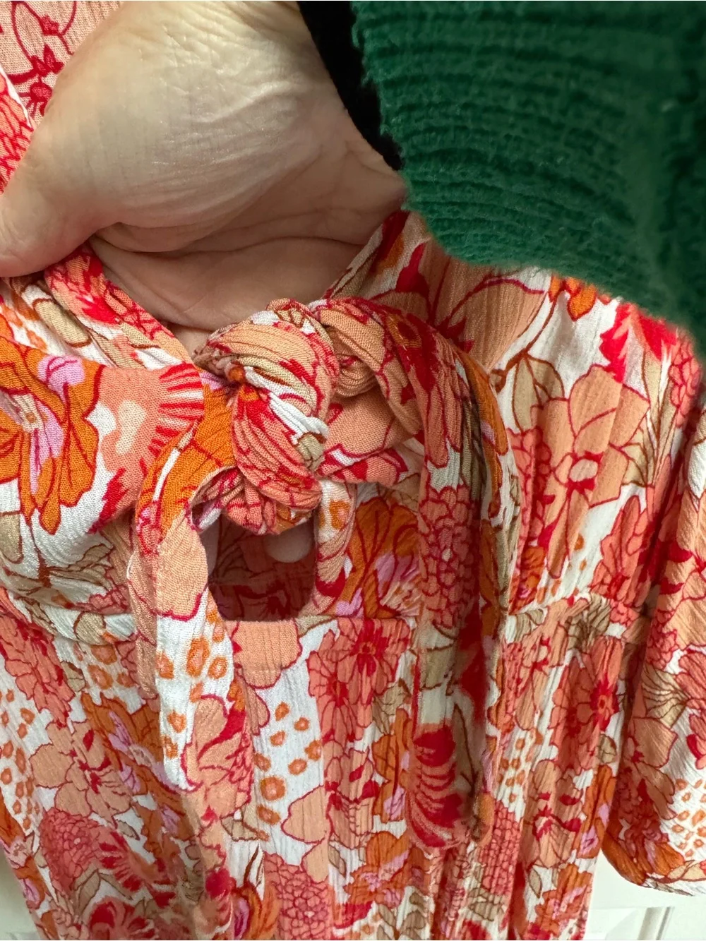 Lush Coral and Peach Floral High-Low Midi Dress
